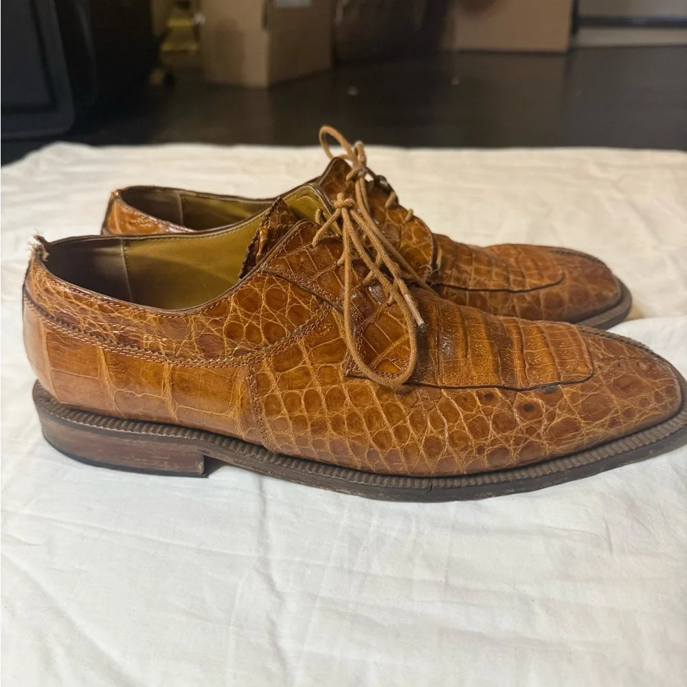 David Eden Brown Crocodile‎ Leather Derbys size 11